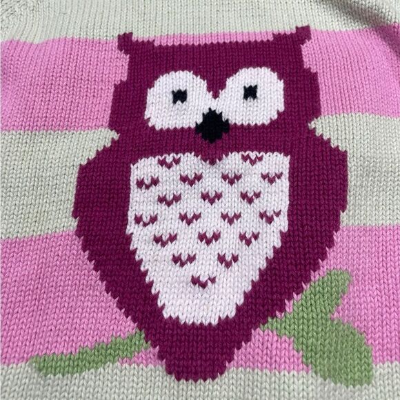 LL Bean Knit Sweater Owl and Stripes Toddler Size 2T - Picture 4 of 9